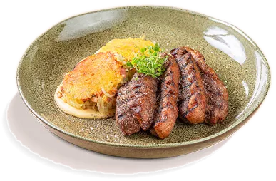 Picanha com fonduta de queijo, como servido na casa