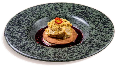 Pistaches et Framboise, como servido na casa